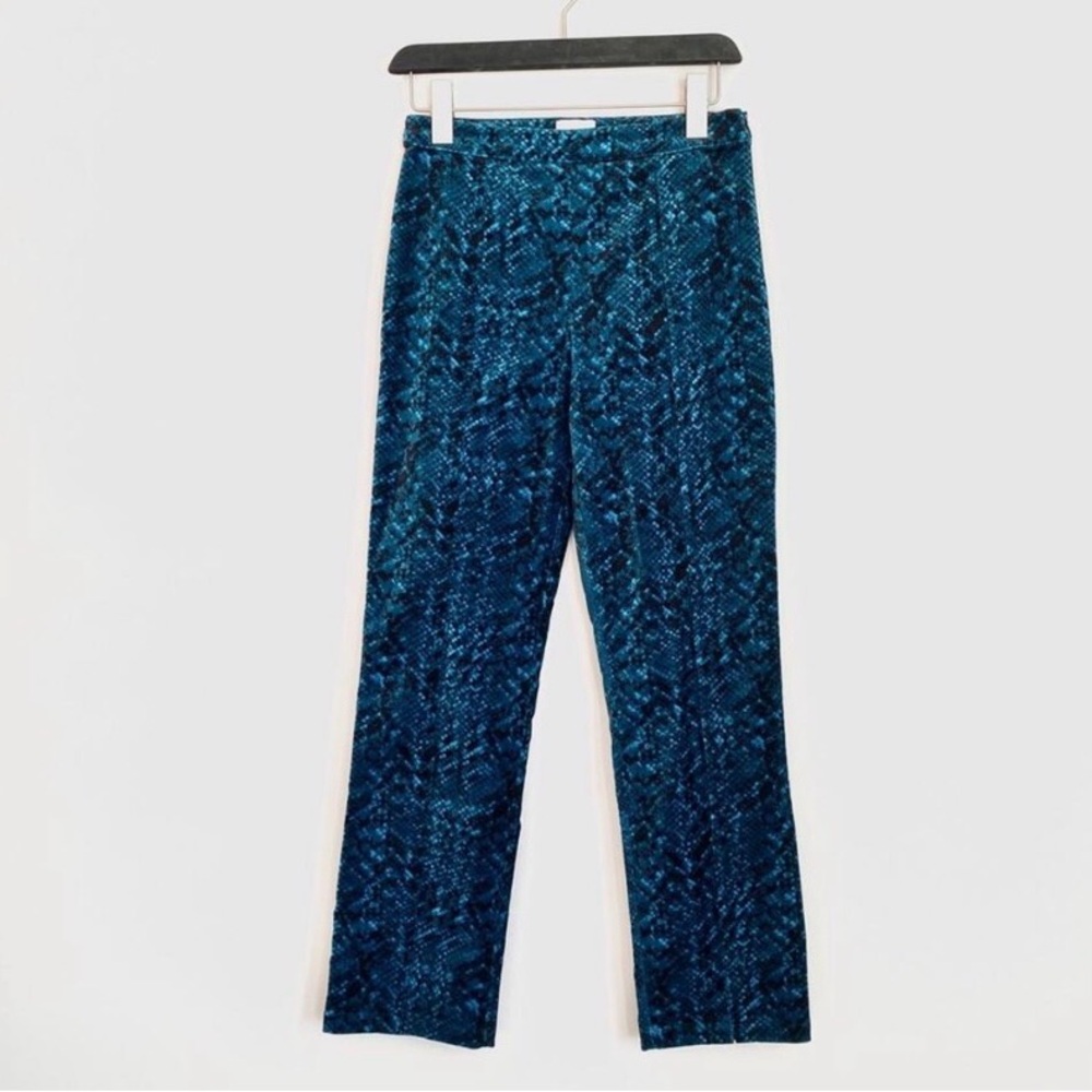 Misa Los Angeles New Size 2 Velvet Teal‎ Snake Print Straight Pants